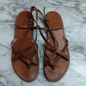 LES TROPEZIENNES PAR M. BELARBI Women's brown leather strappy sandals size 40